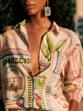 Rare NWOT 🇫🇷 Sézane x Farm Rio Printed Paris Shirt & Pant set